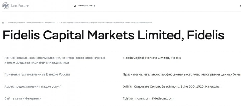 Fidelis Capital Markets: отзывы о брокере, условия торговли