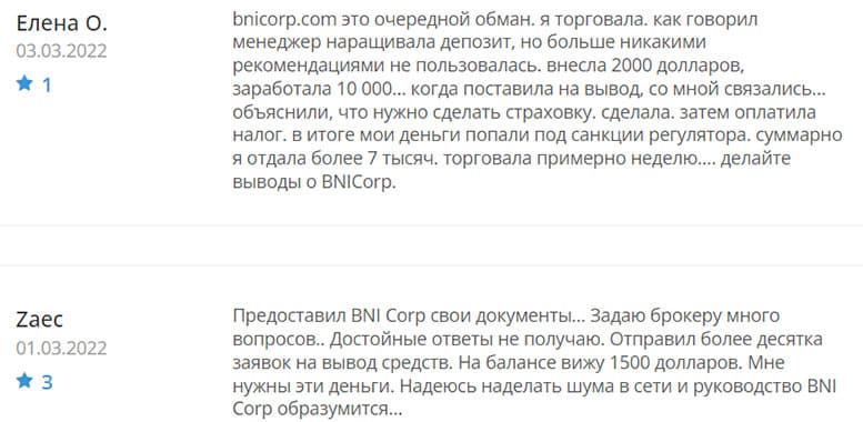 Обзор компании BNICorp и отзывы бывших пользователей. Мнение.