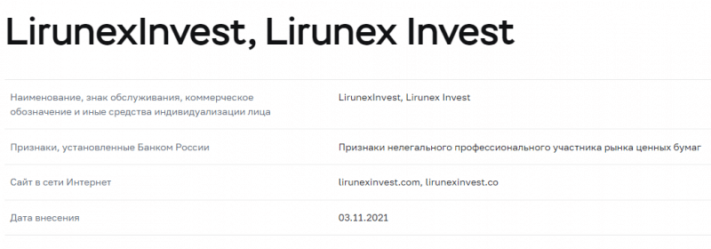 Полный обзор брокера Lirunex