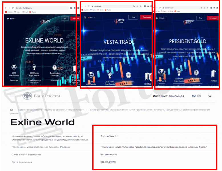 Exline World (exline.world) лжеброкер! Отзыв Forteck