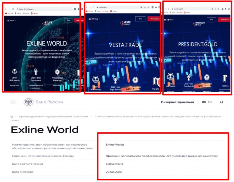 Обзор брокерской платформы Exline World и отзывы пользователей о клоне-лохотроне. Опасность.