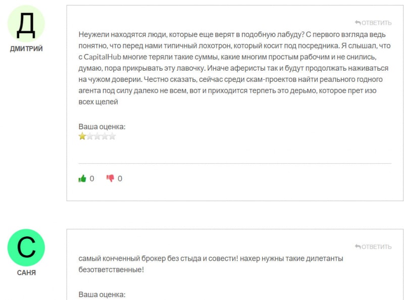 Основная информация о CapitalHub указывает, что перед нами лохотрон и развод.