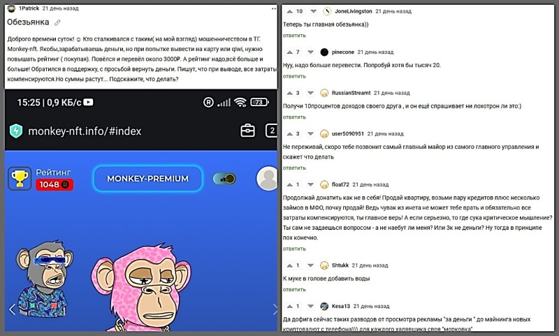 Monkey Nft — отзывы о пассивной прибыли на сайте