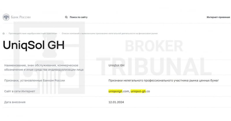 UniqSolGh – брокер-мошенник с фиктивными торговыми операциями