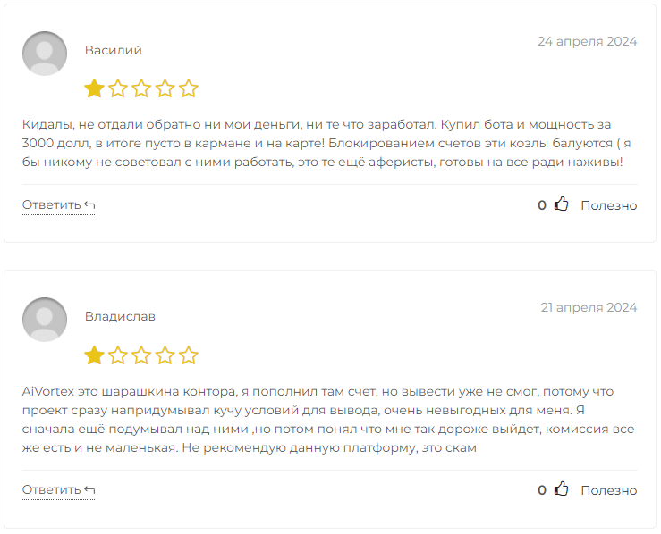 AiVortex отзывы. Лжеброкер?