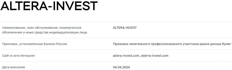 Altera Invest — обзор на работу брокера, отзывы