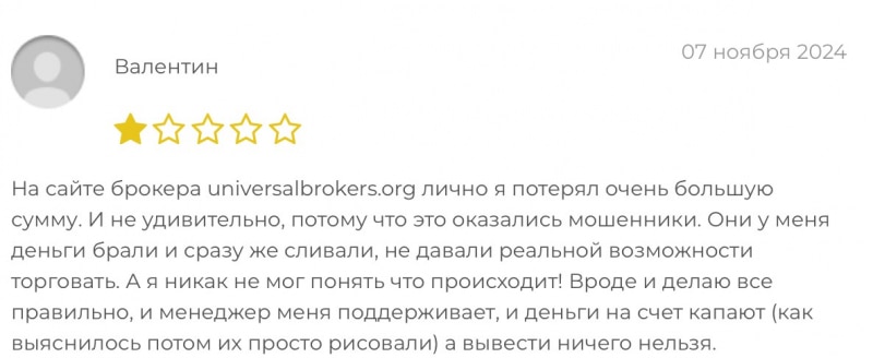 UniversalBrokers отзывы. Обман?